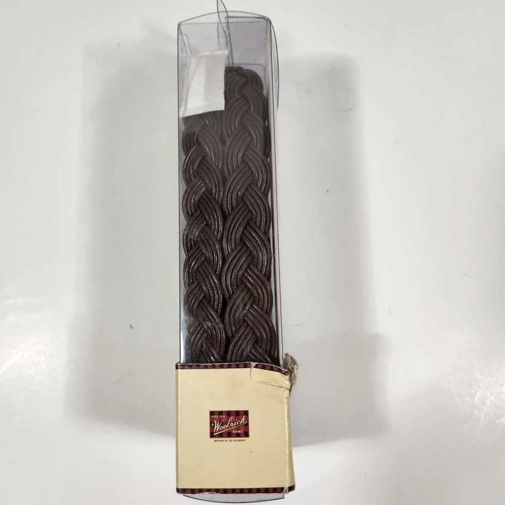 Woolrich Braided Leather Curtain Tie Backs Dark Brown Set of 2 Western Rustic